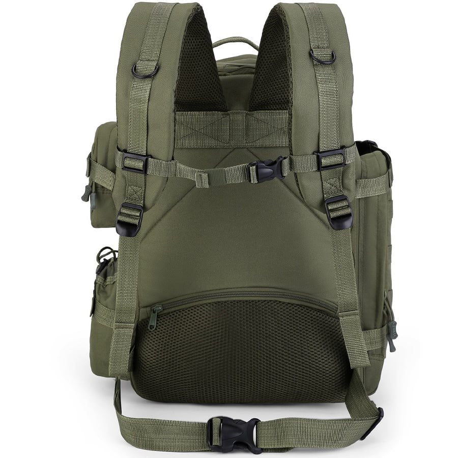 Mochila VENTURE 45 L negra compatible MOLLE/PALS, base 35 L ampliable +10 L, poliester resistente