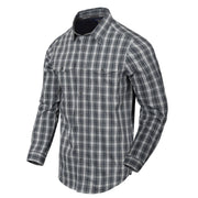 Camisa COVERT manga larga FOGGY GREY PLAID con tres bolsillos de pecho y sistema de apertura HELIKON-TEX