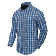 Camisa COVERT manga larga Ozark Blue Plaid, ligera, 3 bolsillos en el pecho y sistema de apertura para acceso rápido.