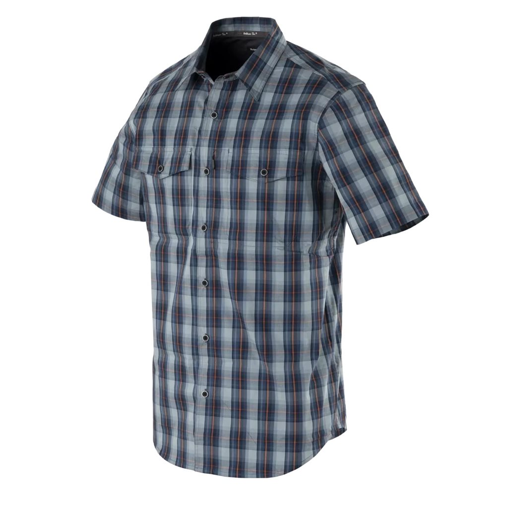 Camisa COVERT Helikon-Tex Sunset Blue Plaid, ligera y transpirable con tres bolsillos