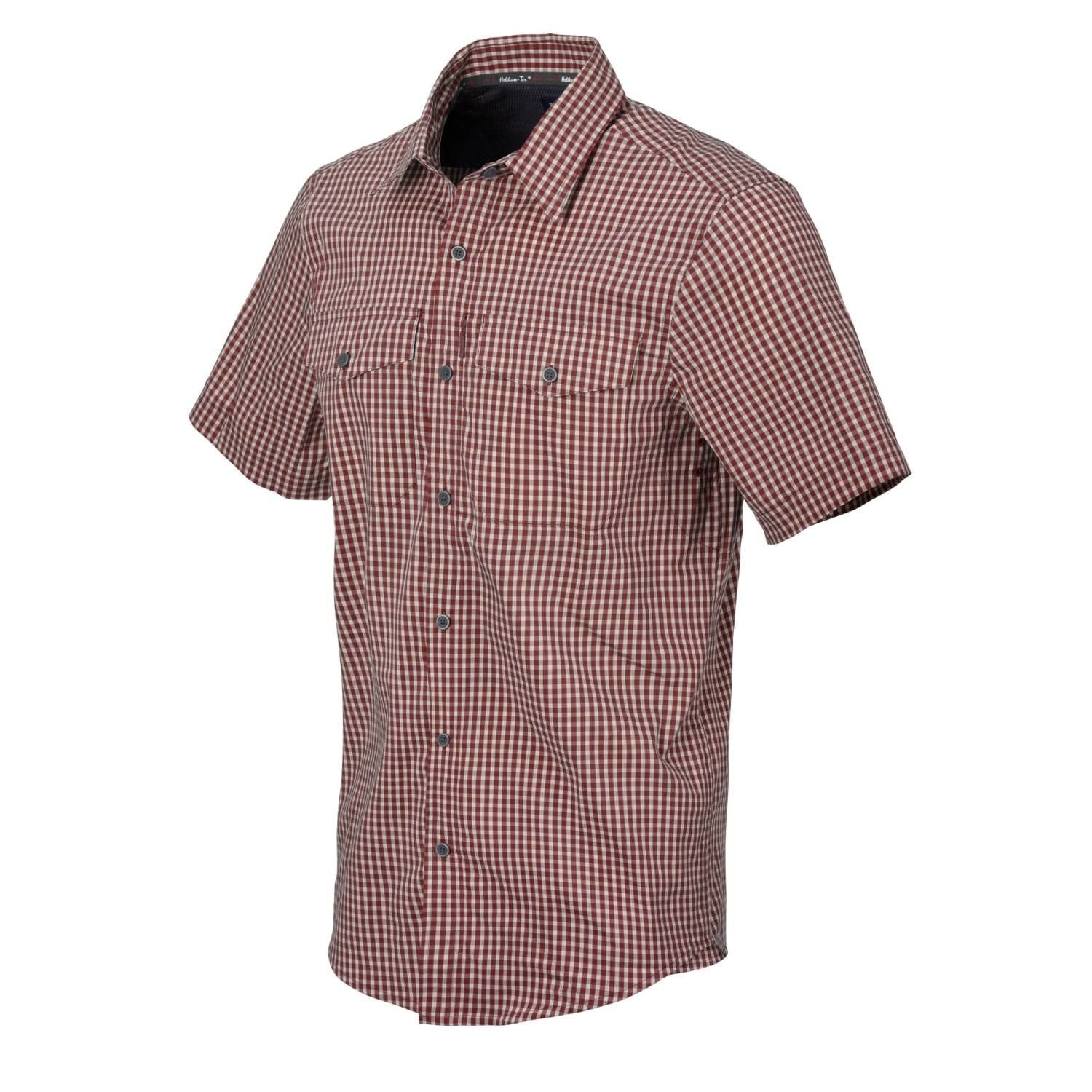 Camisa COVERT Concealed Carry dirt red checkered de Helikon-Tex, ligera y transpirable con tres bolsillos