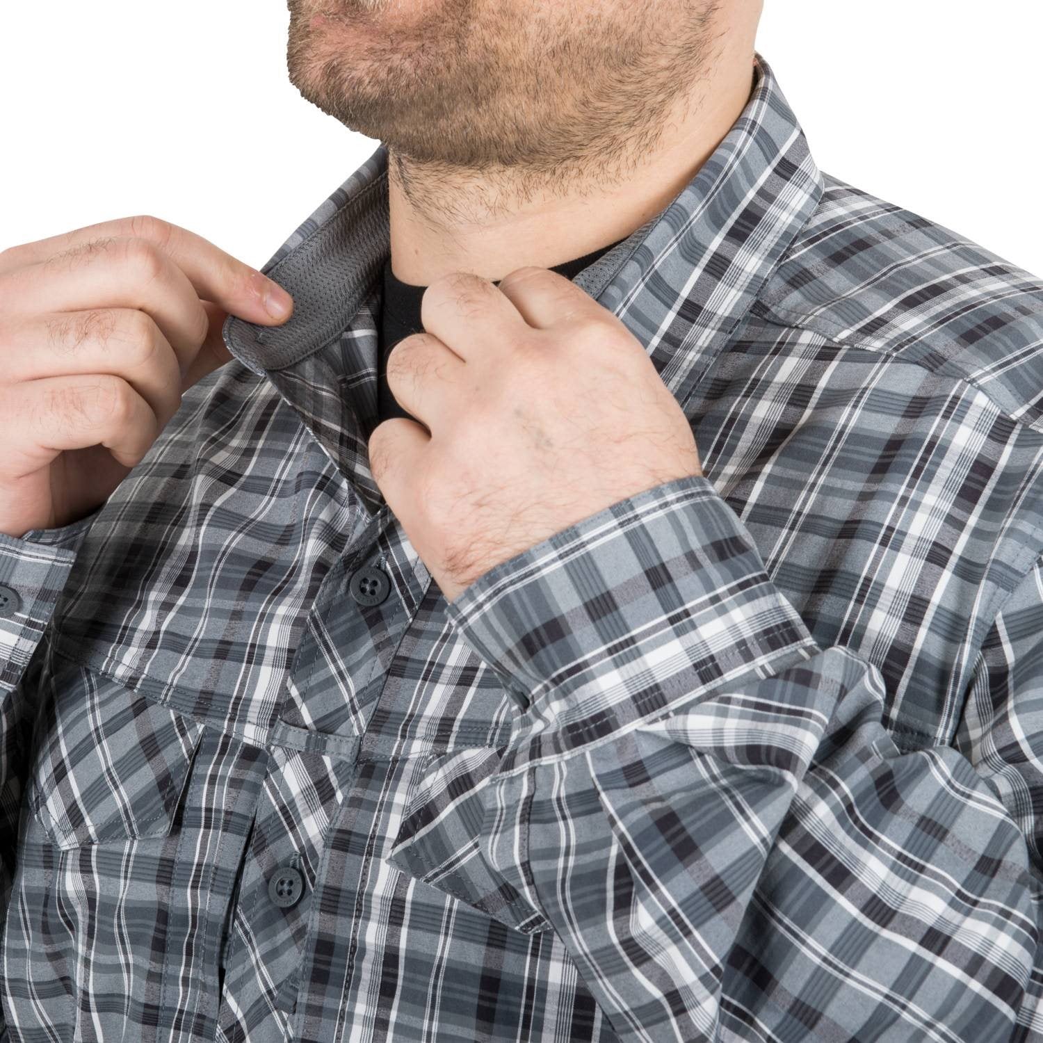 Camisa ligera a cuadros DEFENDER MK2 CITY HIRT® Tone Plaid de Helikon-Tex, tejido elástico con protección UPF30