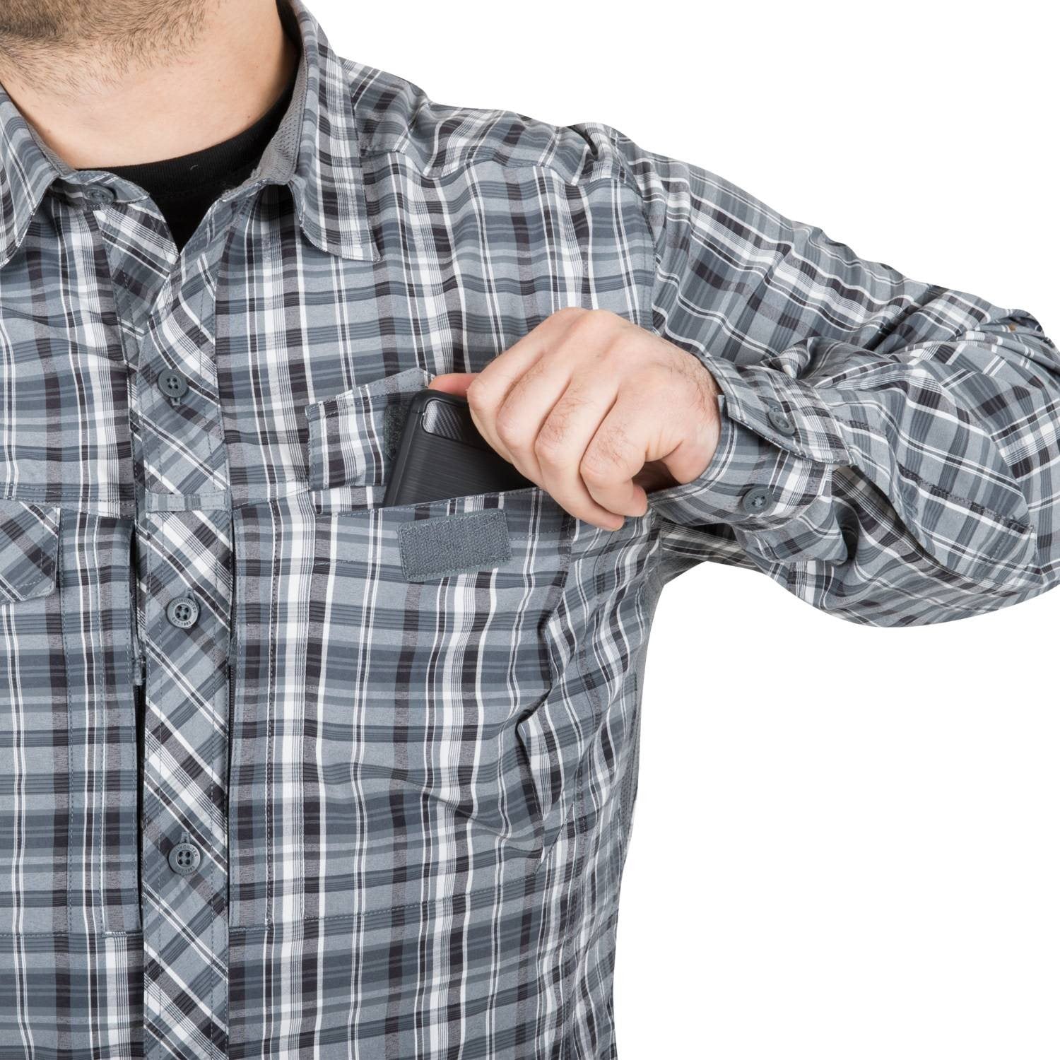 Camisa ligera a cuadros DEFENDER MK2 CITY HIRT® Tone Plaid de Helikon-Tex, tejido elástico con protección UPF30