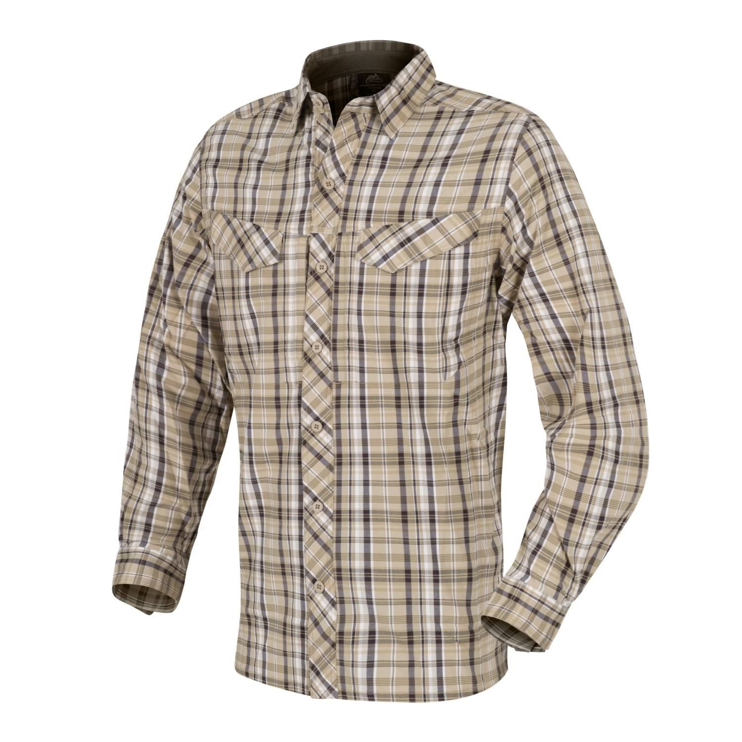 Camisa a cuadros DEFENDER MK2 CITY SHIRT® CIDER PLAID Helikon-Tex, manga larga, tejido elástico, UPF30