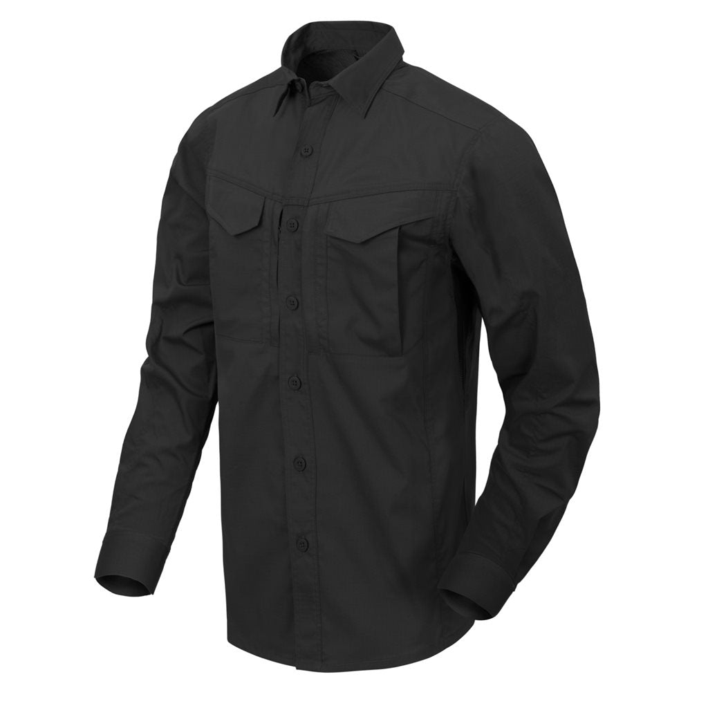 Camisa DEFENDER Mk2 manga larga negra, material resistente con costuras dobles