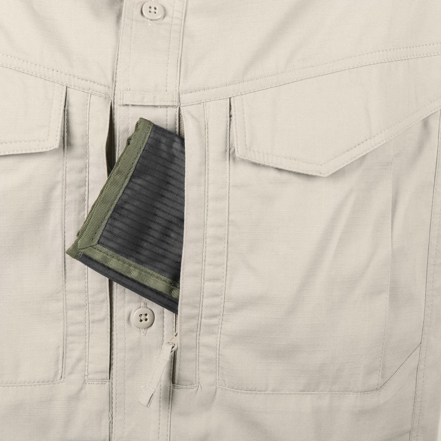 Camisa DEFENDER Mk2 manga larga khaki, resistente con doble costura