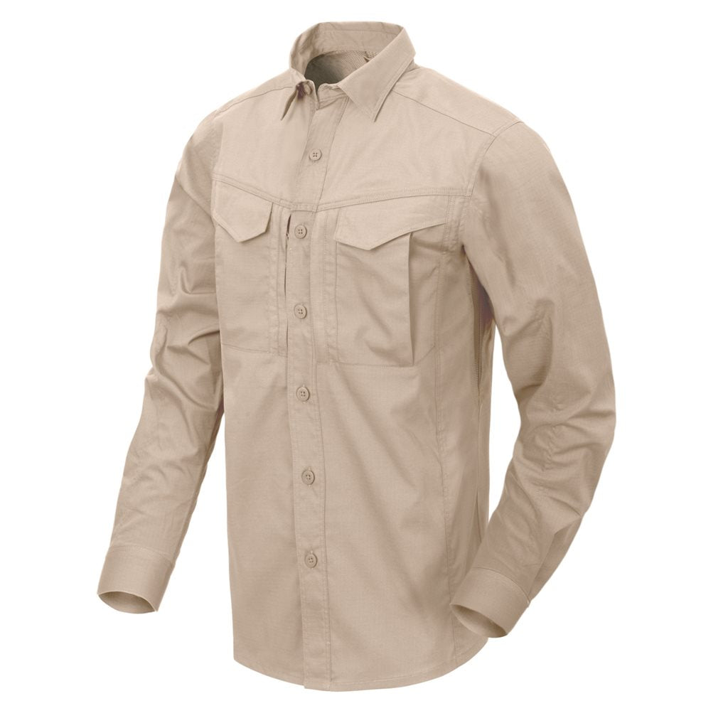 Camisa DEFENDER Mk2 manga larga khaki, resistente con doble costura