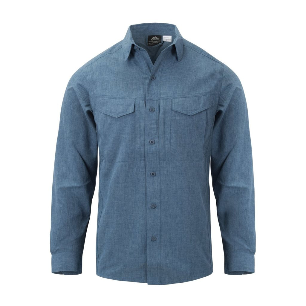 Camisa DEFENDER Mk2 negro/gris de manga larga, material resistente y costuras dobles