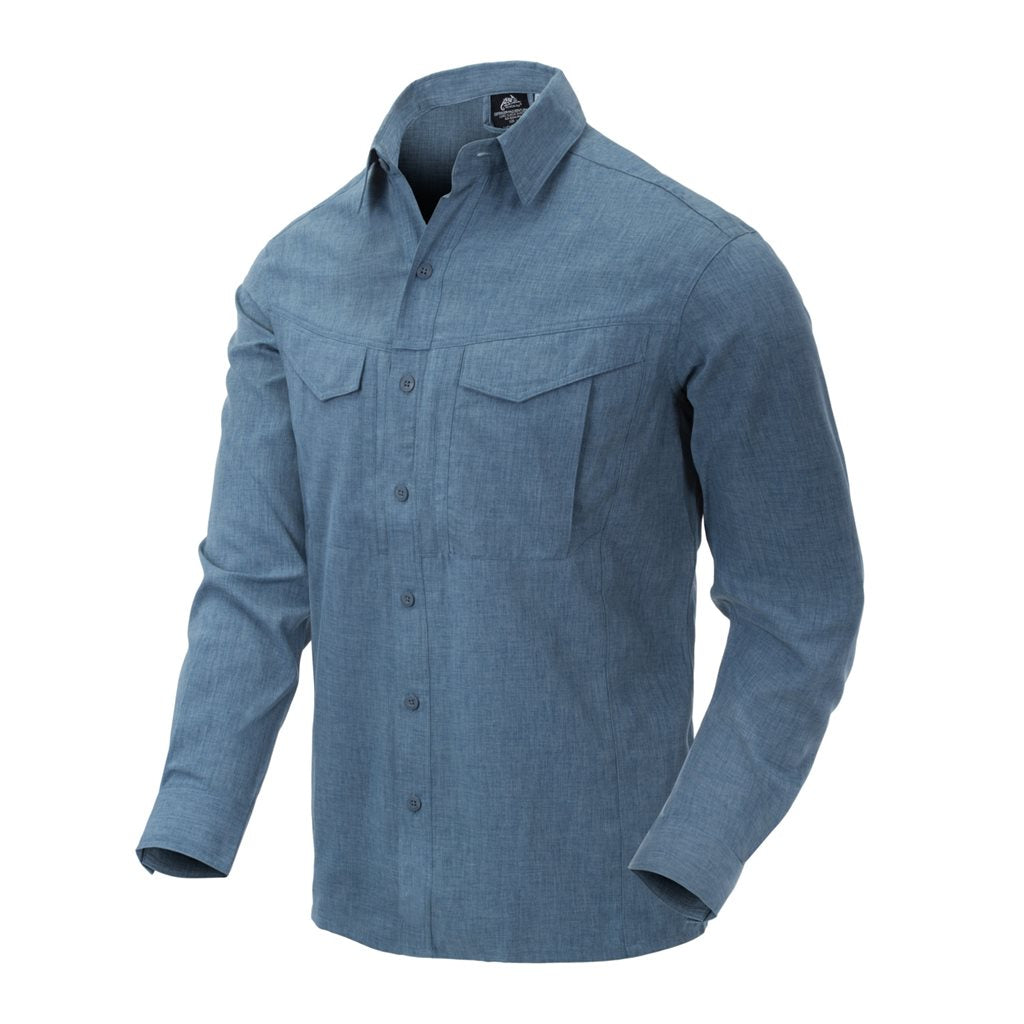 Camisa DEFENDER Mk2 negro/gris de manga larga, material resistente y costuras dobles