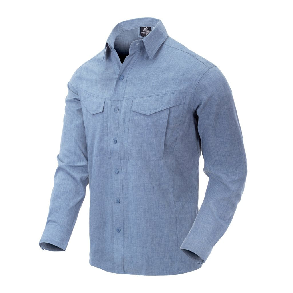 Camisa DEFENDER Mk2 negro/gris de manga larga, material resistente y costuras dobles