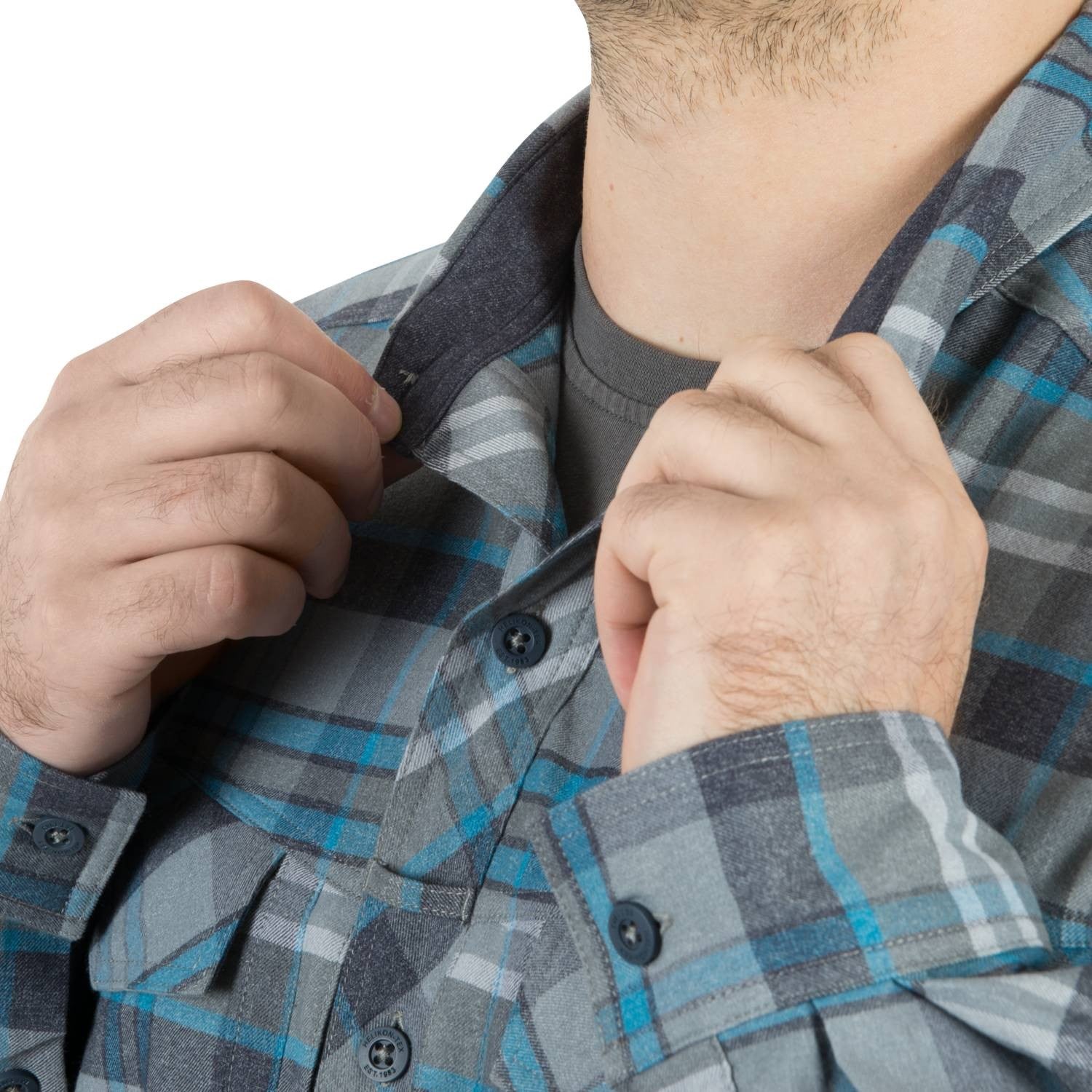 Camisa DEFENDER Mk2 PILGRIM a cuadros, manga larga con bolsillos con solapa y cremalleras
