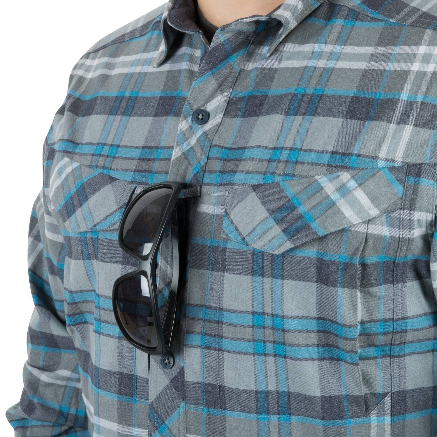Camisa DEFENDER Mk2 PILGRIM a cuadros, manga larga con bolsillos con solapa y cremalleras