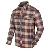 Camisa DEFENDER Mk2 PILGRIM a cuadros RUST PLAID, manga larga, bolsillos con velcro y cremallera