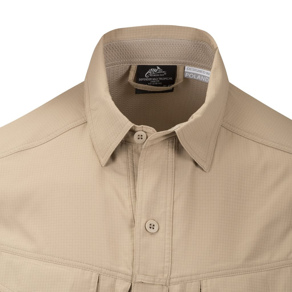 Camisa DEFENDER MK2 TROPICAL Silver Mink, ligera, manga larga, cierre con botones y cuatro bolsillos