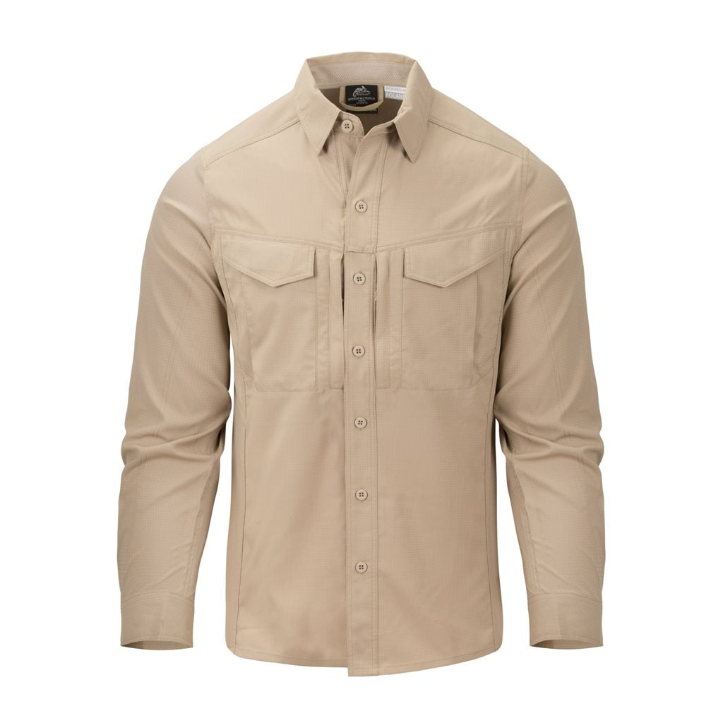 Camisa DEFENDER MK2 TROPICAL Silver Mink, ligera, manga larga, cierre con botones y cuatro bolsillos
