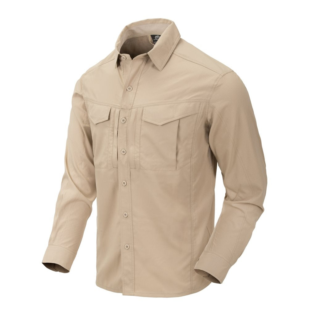 Camisa DEFENDER MK2 TROPICAL Silver Mink, ligera, manga larga, cierre con botones y cuatro bolsillos