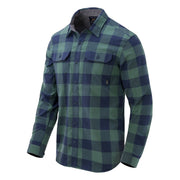 Camisa GREYMAN manga larga verde musgo, ligera y transpirable con dos bolsillos de pecho y bolsillo interior con cremallera