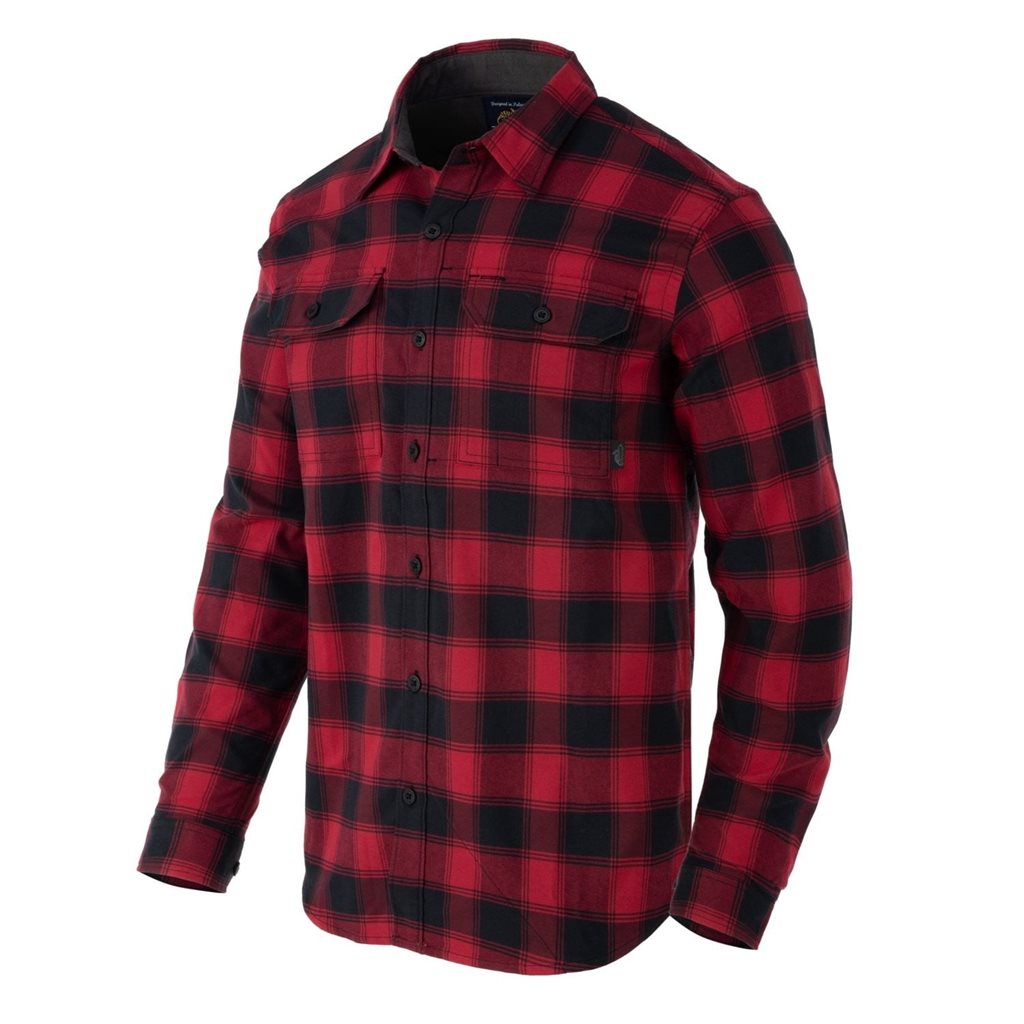 Camisa GREYMAN manga larga Coral Crimson con bolsillos de pecho