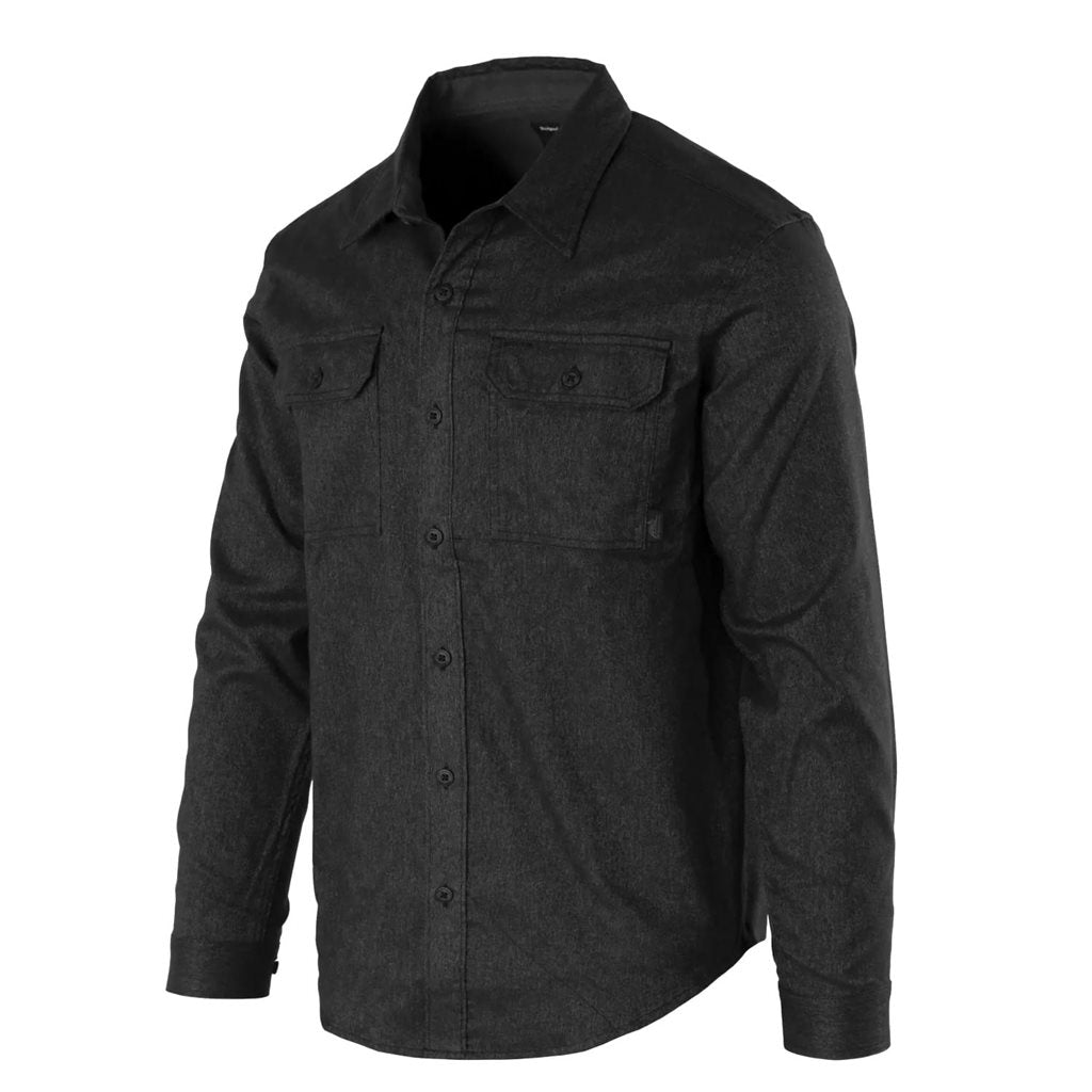 Camisa GREYMAN Old Black Denim manga larga negra con bolsillos