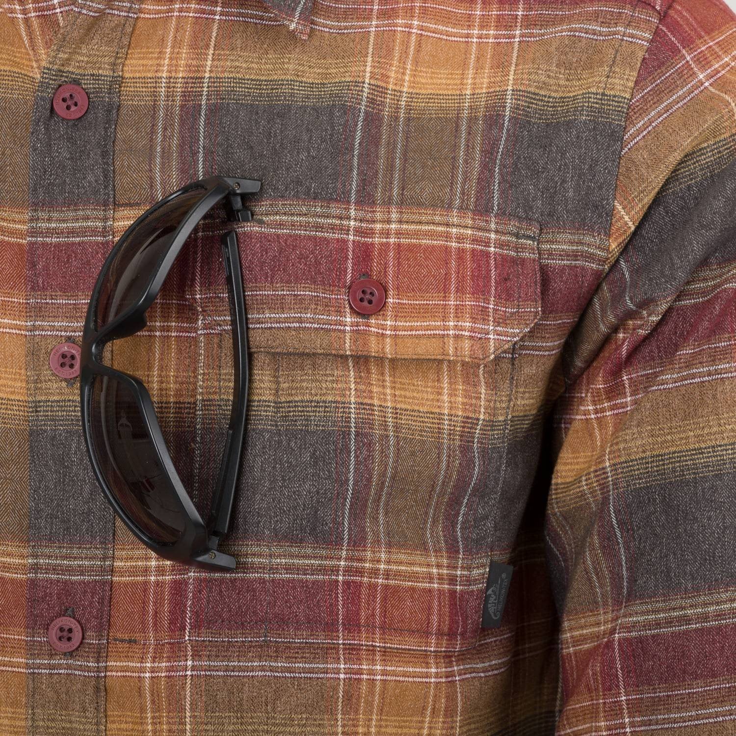 Camisa GREYMAN Amber Plaid de manga larga con bolsillos y cierre de botones