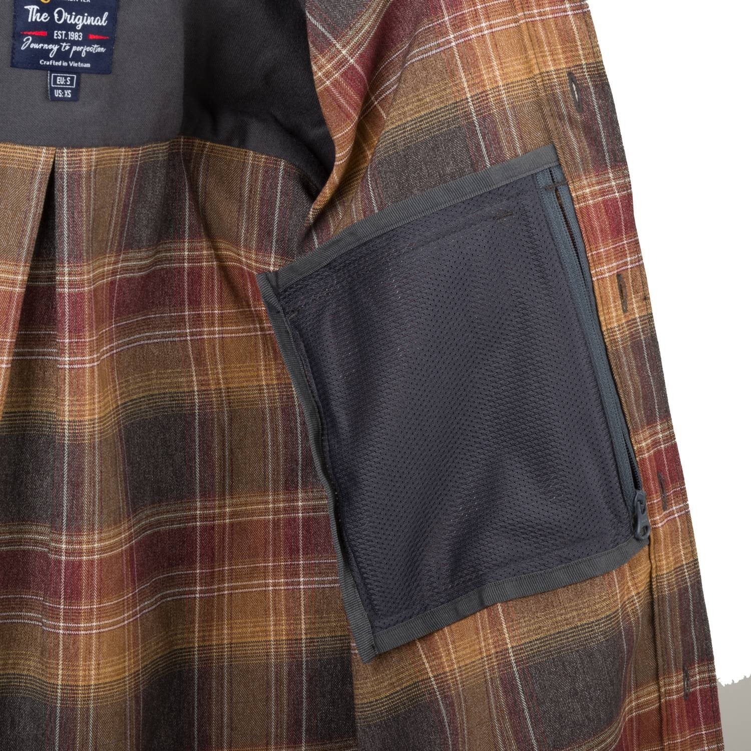 Camisa GREYMAN Amber Plaid de manga larga con bolsillos y cierre de botones