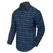 Camisa GREYMAN manga larga Blue Stonework Plaid azul con botones y bolsillos