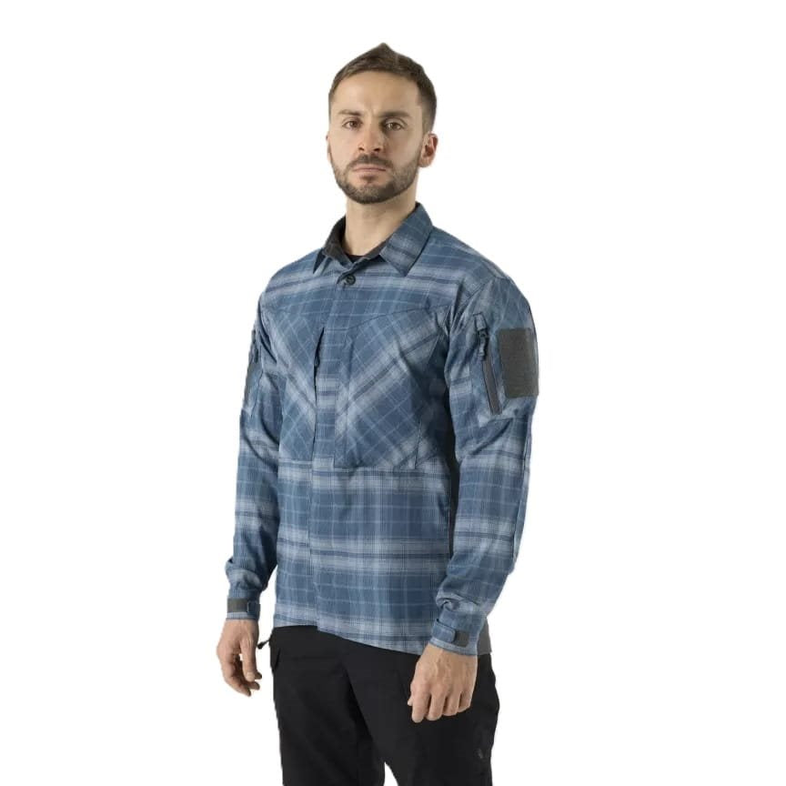 Camisa MBDU Western Blue Plaid en cuadros azules, ligera y resistente