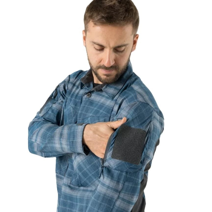 Camisa MBDU Western Blue Plaid en cuadros azules, ligera y resistente