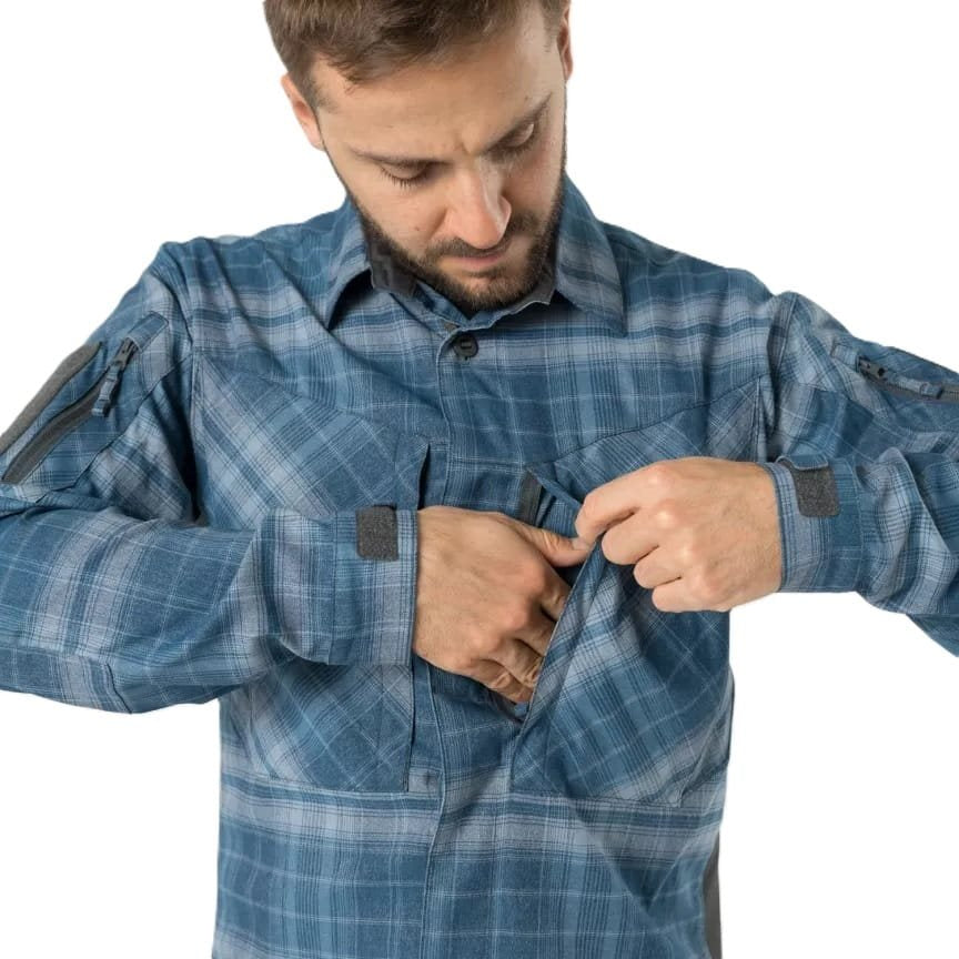 Camisa MBDU Western Blue Plaid en cuadros azules, ligera y resistente