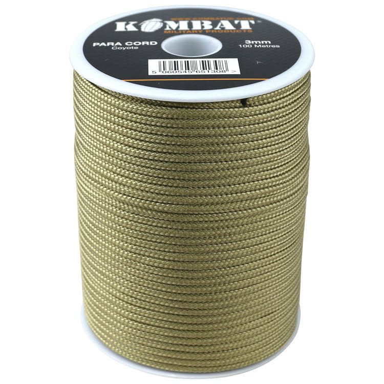 Rollo de paracord 3 mm 100 m en color neón verde