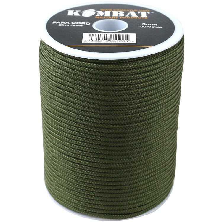 Rollo de paracord 3 mm 100 m en color neón verde