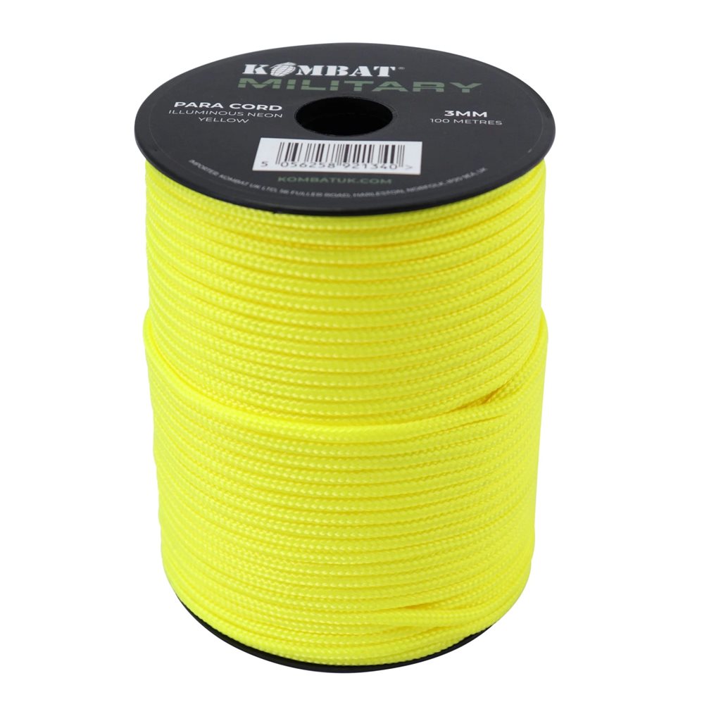 Rollo de paracord 3 mm 100 m en color neón verde