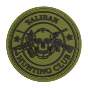 Parche velcro verde TALIBAN HUNTING CLUB con calavera y fusiles, 5,7 cm