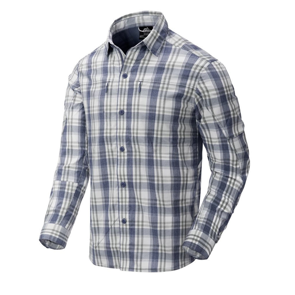 Camisa TRIP manga larga Indigo Plaid a cuadros con bolsillos y cremalleras YKK®