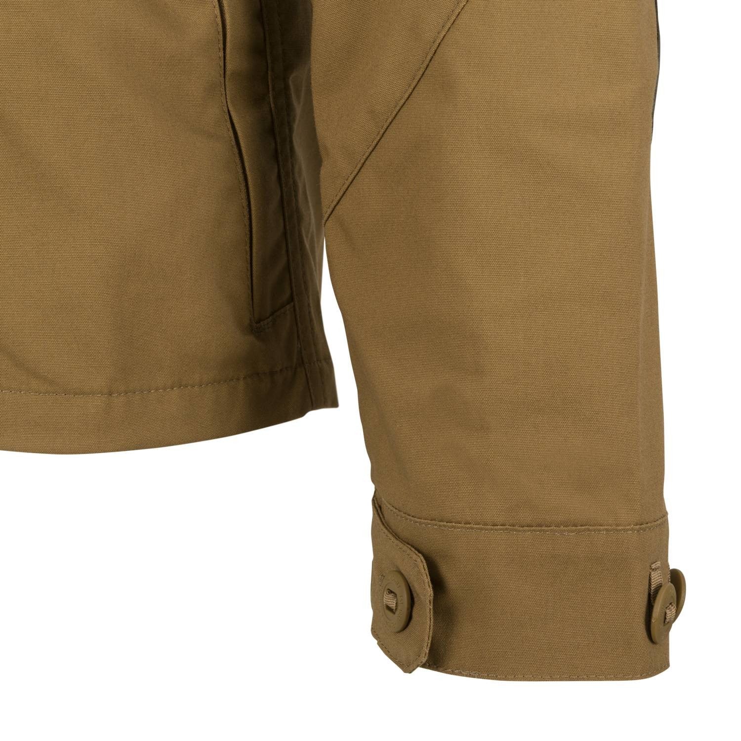 Camisa WOODSMAN Coyote/Taiga Green de Helikon-Tex en DuraCanvas y VersaStretch