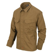 Camisa WOODSMAN Coyote/Taiga Green de Helikon-Tex en DuraCanvas y VersaStretch