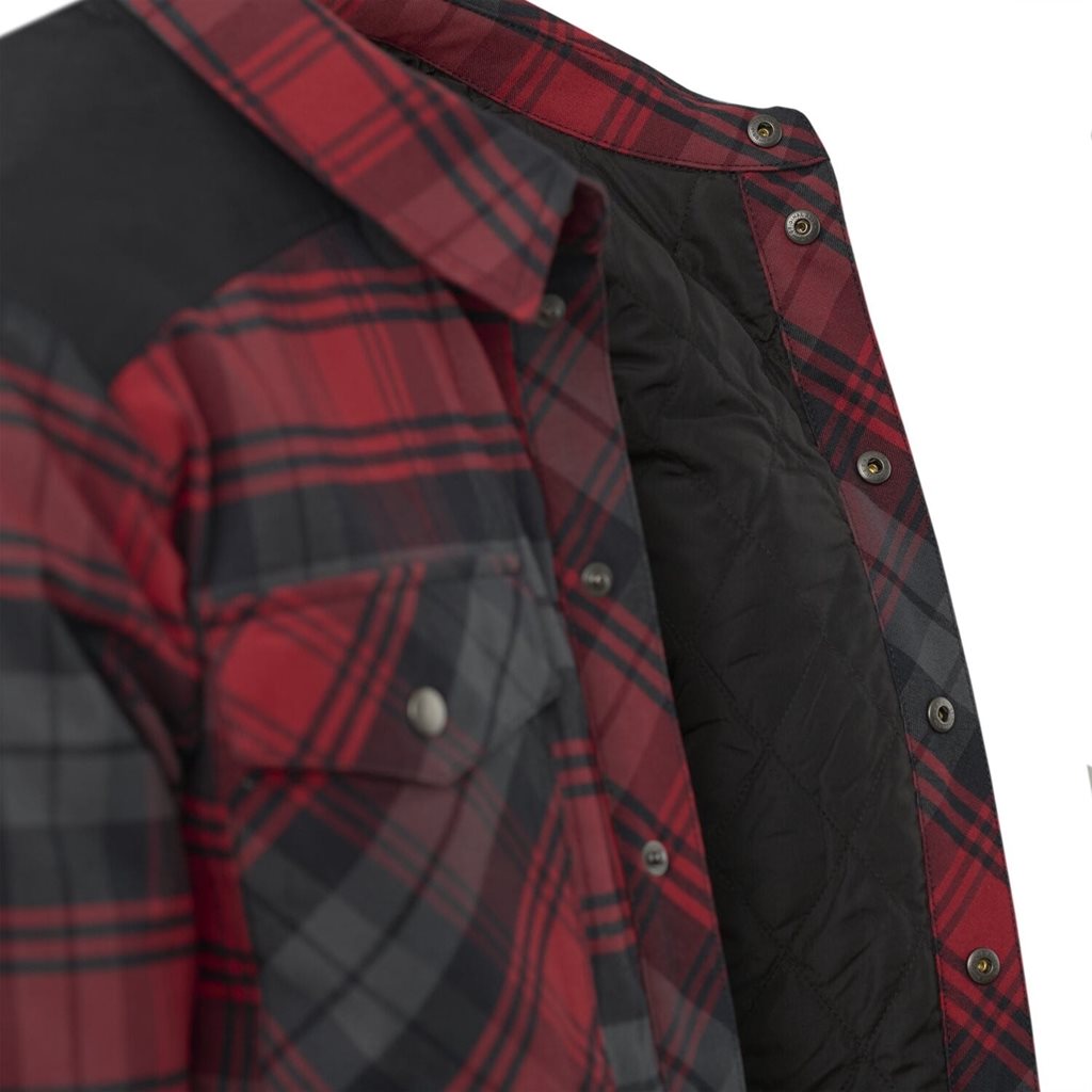 Camisa acolchada WER WARDEN Slate Crimson, de cuadros, forro y exterior elásticos, relleno poliéster 60 g/m²