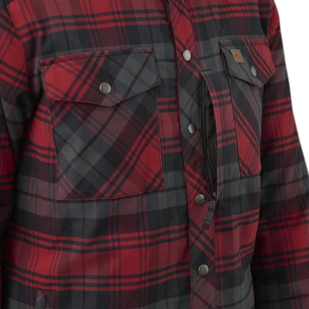 Camisa acolchada WER WARDEN Slate Crimson, de cuadros, forro y exterior elásticos, relleno poliéster 60 g/m²