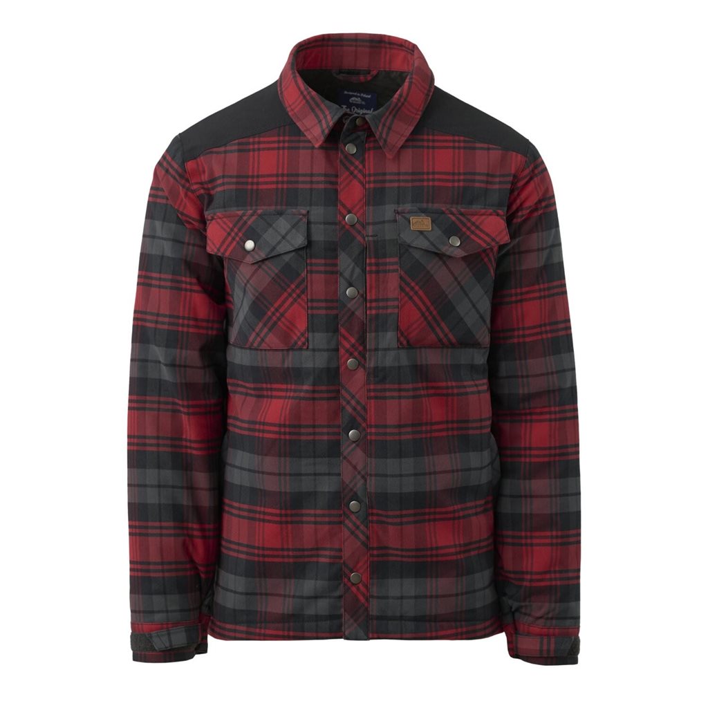 Camisa acolchada WER WARDEN Slate Crimson, de cuadros, forro y exterior elásticos, relleno poliéster 60 g/m²