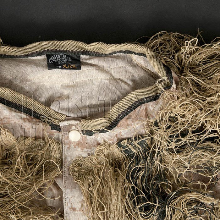 Traje Ghillie Digital Desert: cuatro piezas (pantalones, chaqueta, sombrero, cinta) con bolsa de transporte