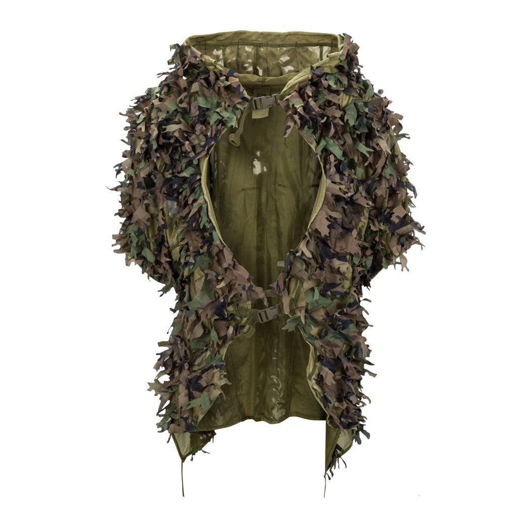 Traje de camuflaje LEAF de HELIKON-TEX con chaqueta y pantalones adornados con hojas recortadas por láser, patrón US Woodland