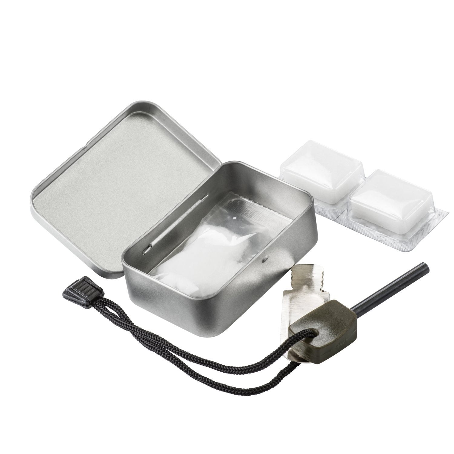 Set encendedor SCOUT MK2 en caja metálica con pedernal, tabletas y algodón inflamable - HELIKON-TEX