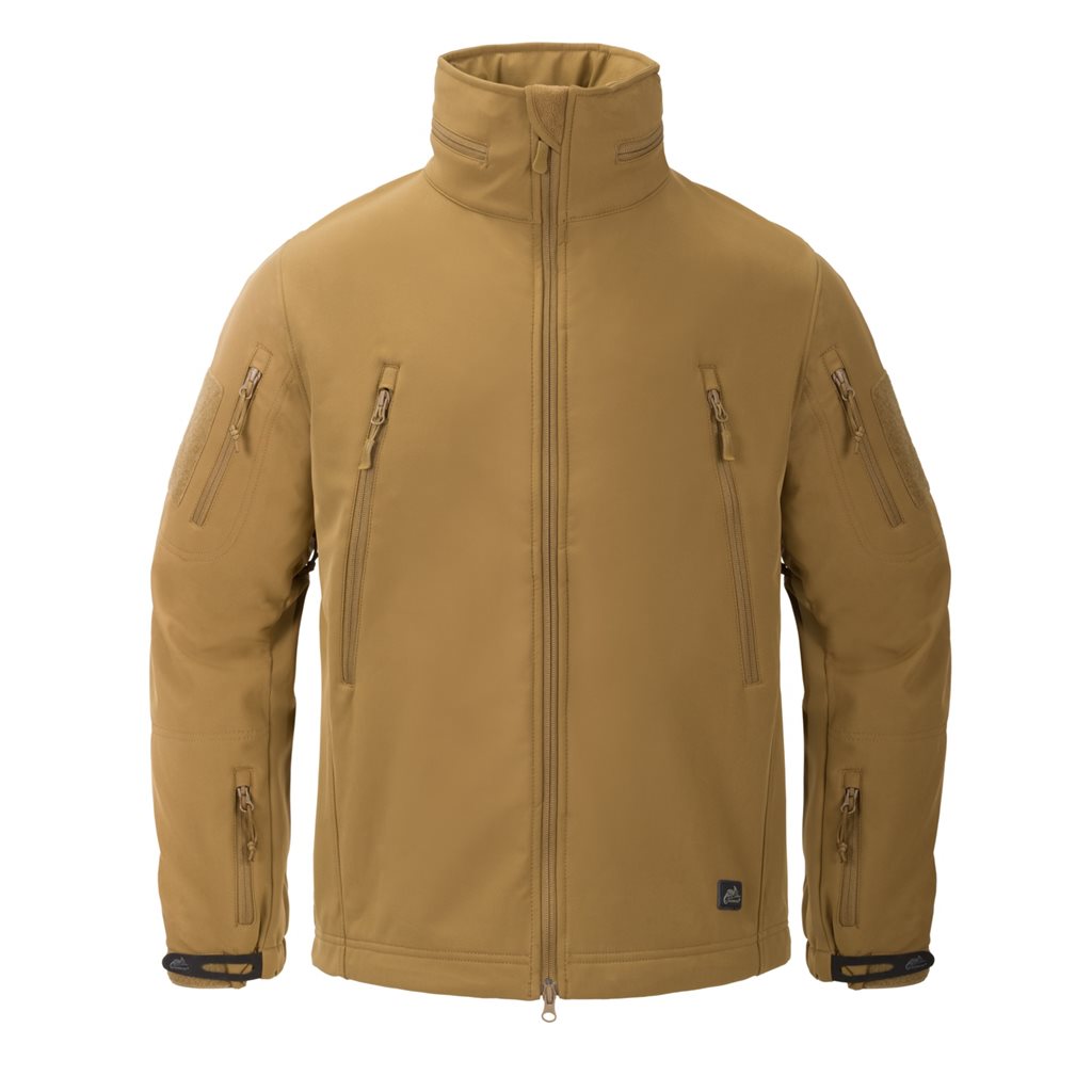 Chaqueta Gunfighter Shark Skin Coyote en tejido softshell con acabado teflón, vista frontal