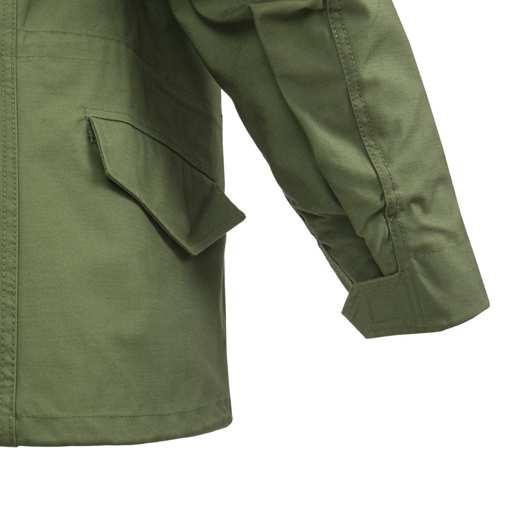Parka M65 negra con forro, capucha y cuatro bolsillos