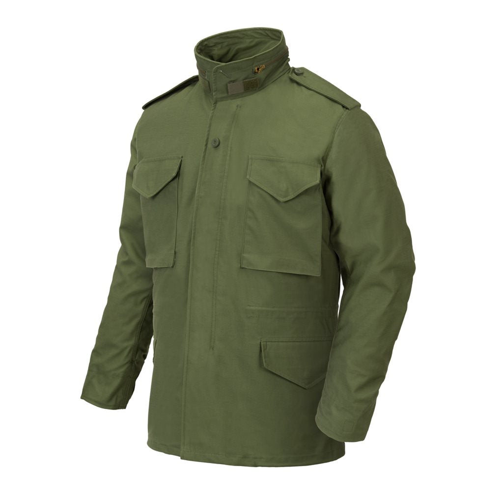 Parka M65 negra con forro, capucha y cuatro bolsillos