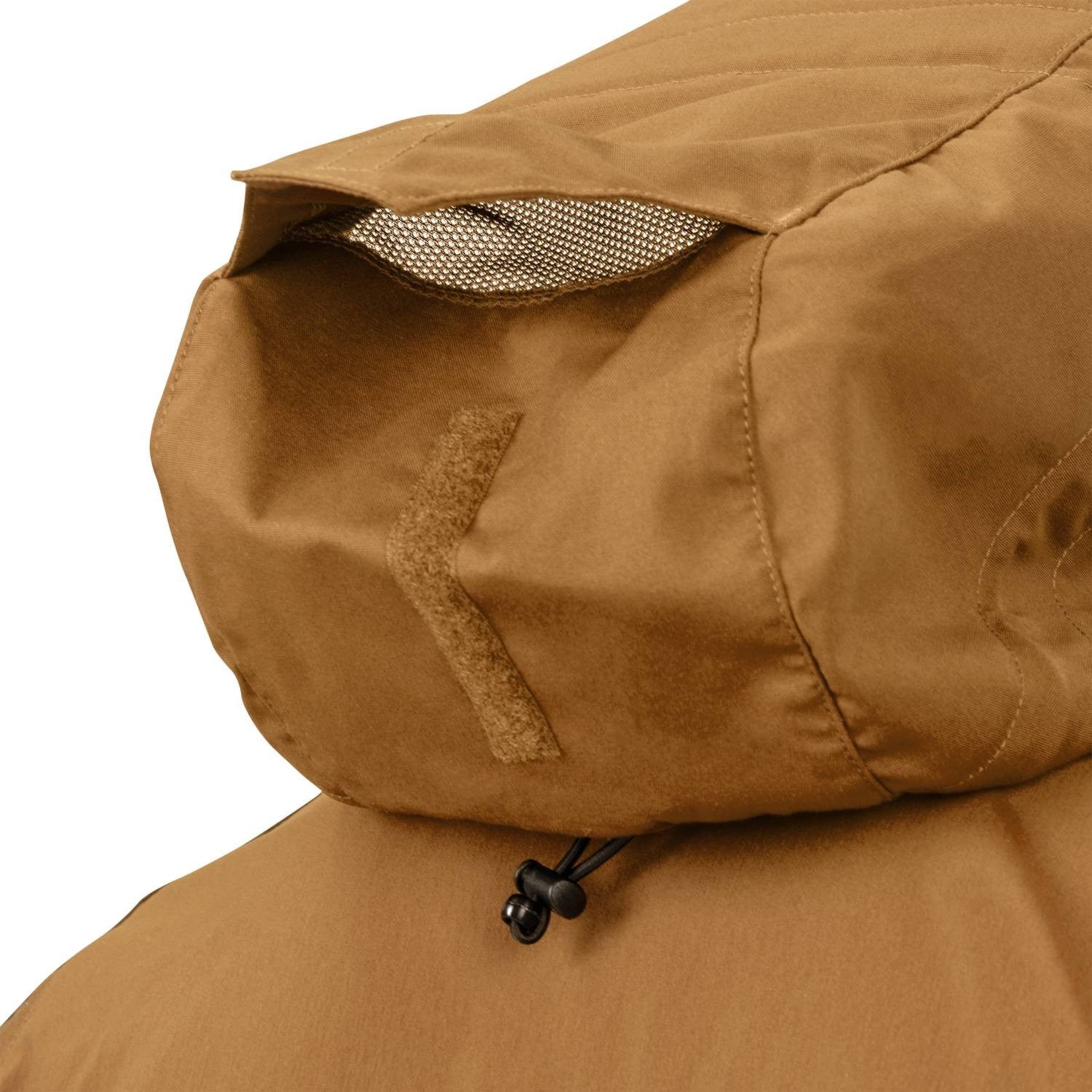 Chaqueta cortavientos Woodsman Coyote/Ash Grey con capucha ajustable y tres bolsillos