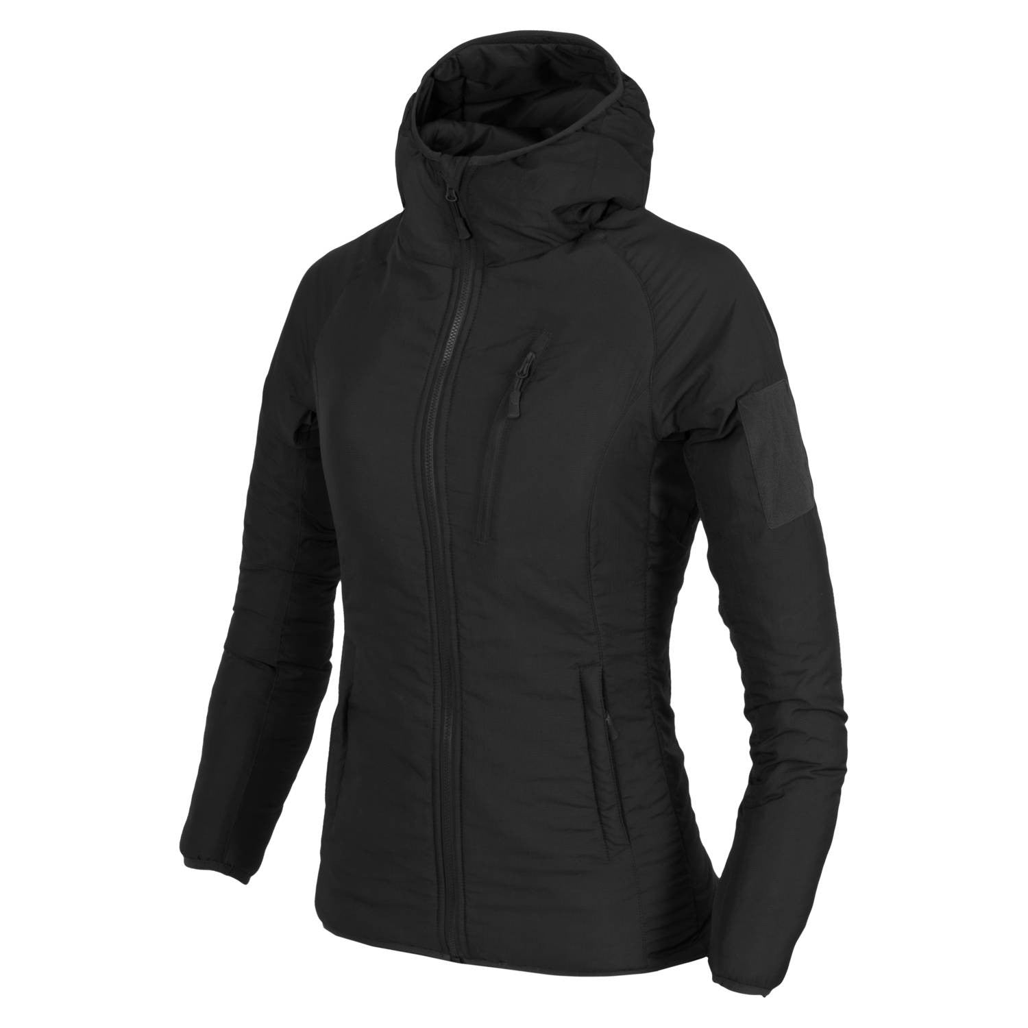 Chaqueta WOLFHOUND mujer negra Helikon-Tex ligera y plegable con Climashield Apex