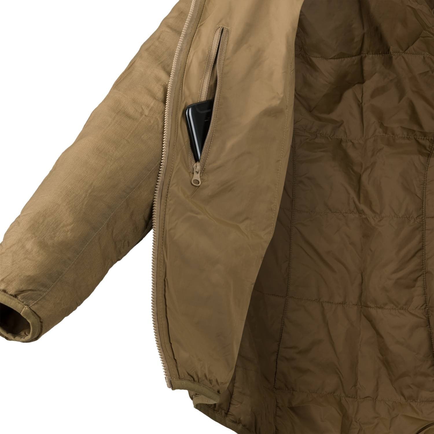 Chaqueta WOLFHOUND mujer negra Helikon-Tex ligera y plegable con Climashield Apex