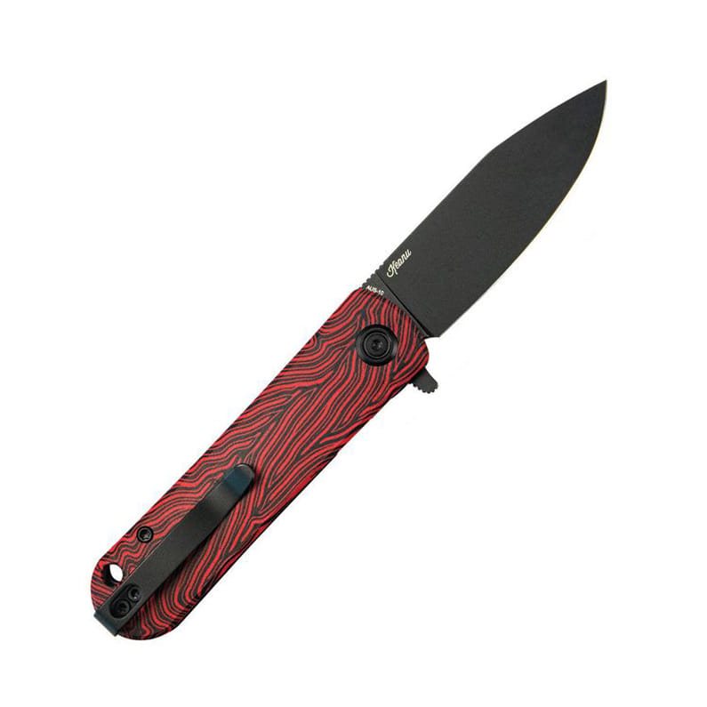 Cuchillo NEO RED EDC con mango rojo y negro y filo liso