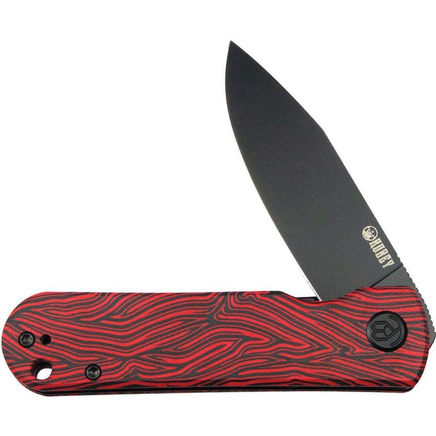 Cuchillo NEO RED EDC con mango rojo y negro y filo liso